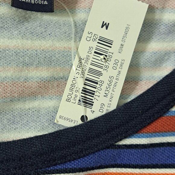 Lands' End Women's Nautical Striped Cap Sleeve Shirt Dress Blue Multi Vacation M - Picture 9 of 9